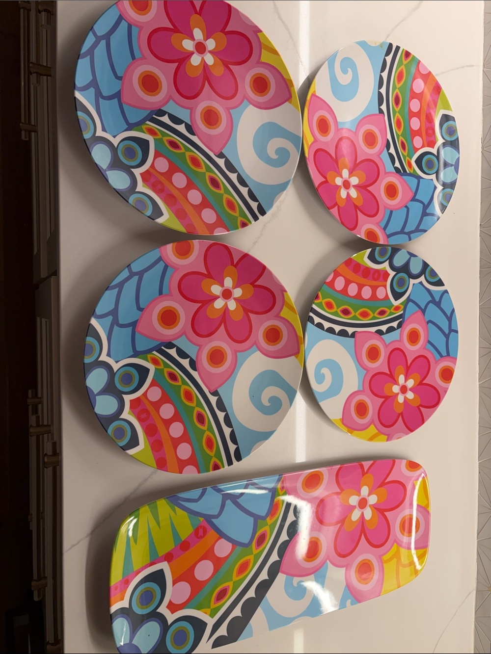 Floral Pop Round Wall Art Set - Pink & Blue